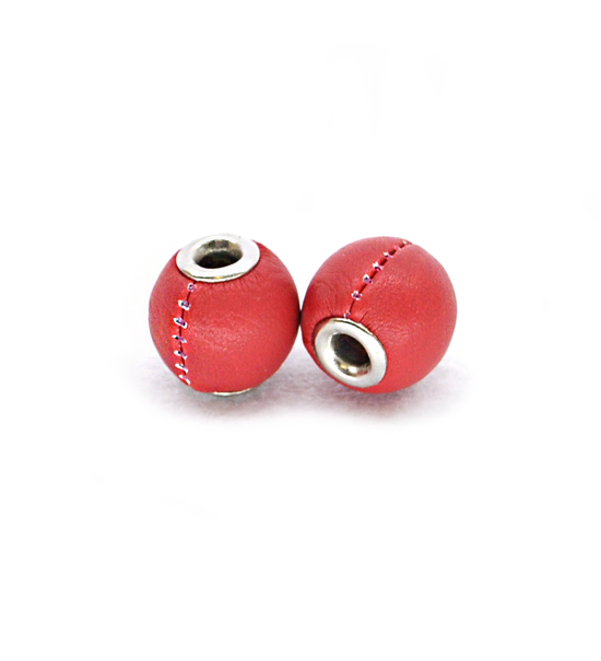 Donut smooth bead similar "leather" (2 pieces) 14 mm - Red